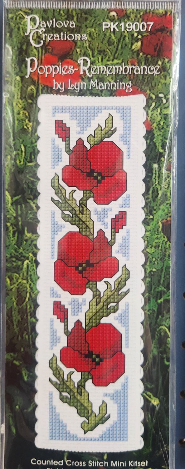 Bookmark Cross Stitch Kit 5 x 16cm Poppies Rememberance