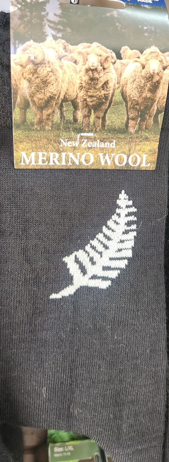 NZ Merino Wool Socks - Silver Fern Size - M/L