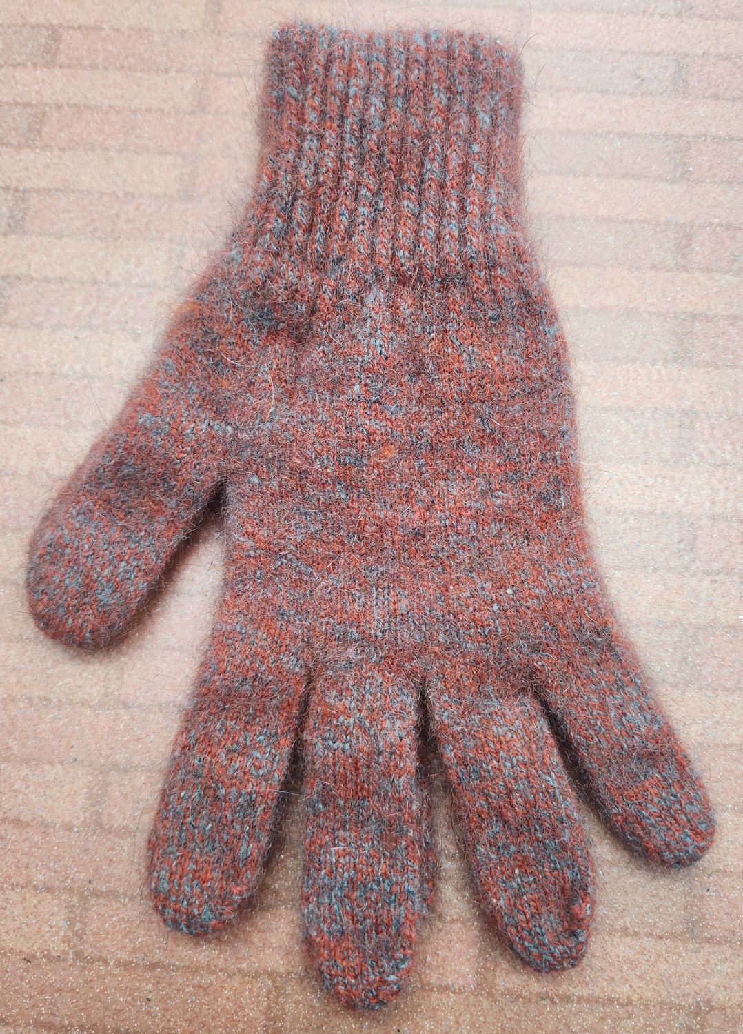 NZ Possum Merino Silk Gloves - Rust Colour - Size Medium