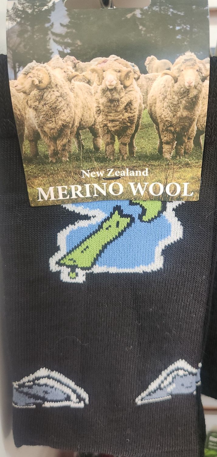 NZ Merino Wool Socks - Picture of NZ - Size S/M