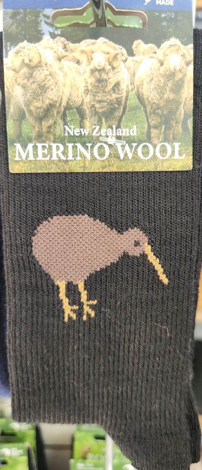 NZ Merino Socks - Kiwi - Childrens Size 13-3