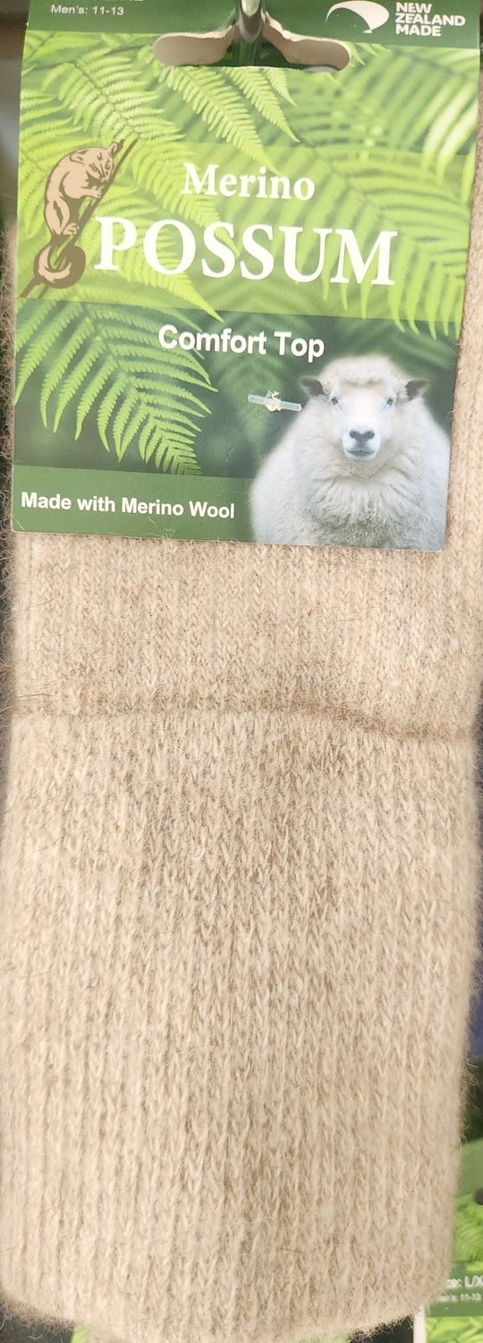 NZ Possum Merino Comfort Top Socks - Colour Natural