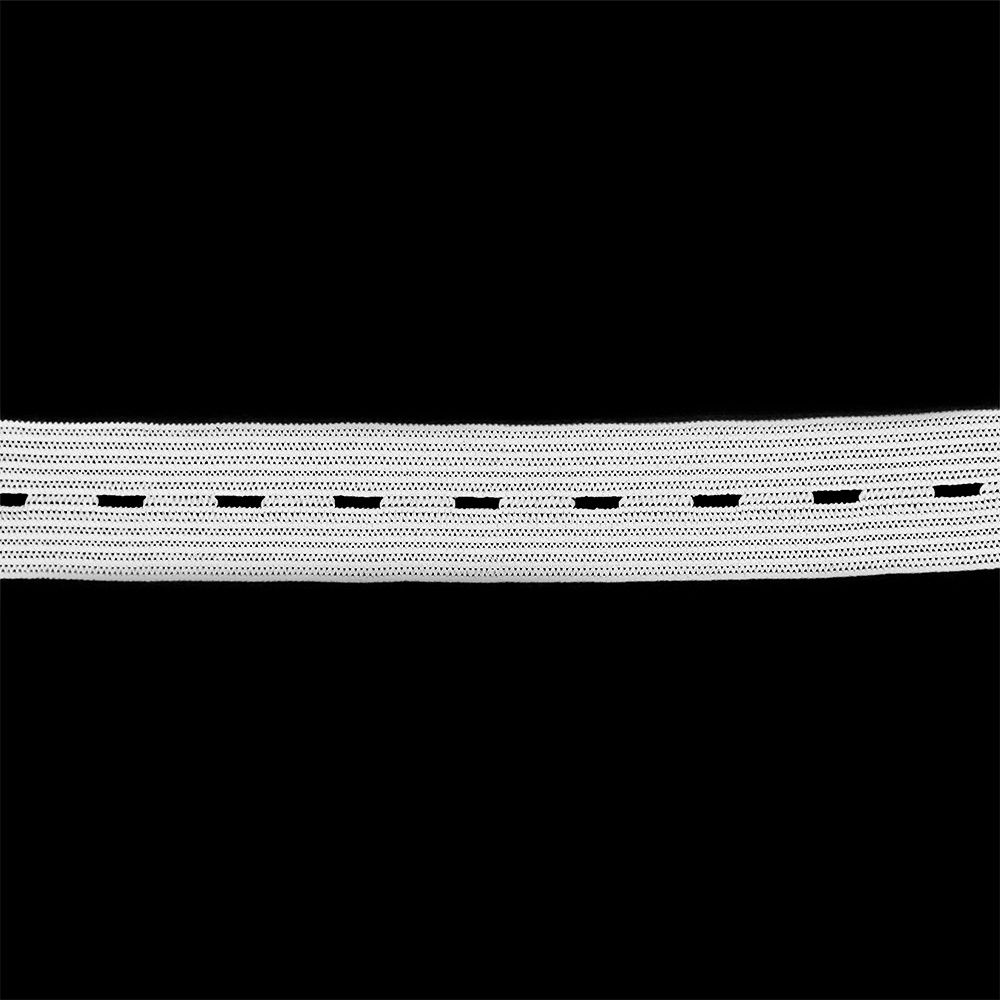 Sullivans Button Hole Elastic White 20mm Wide - Per Metre