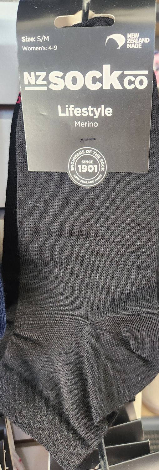 NZ Lifestyle Merino Sock - Colour Black - Size S/M
