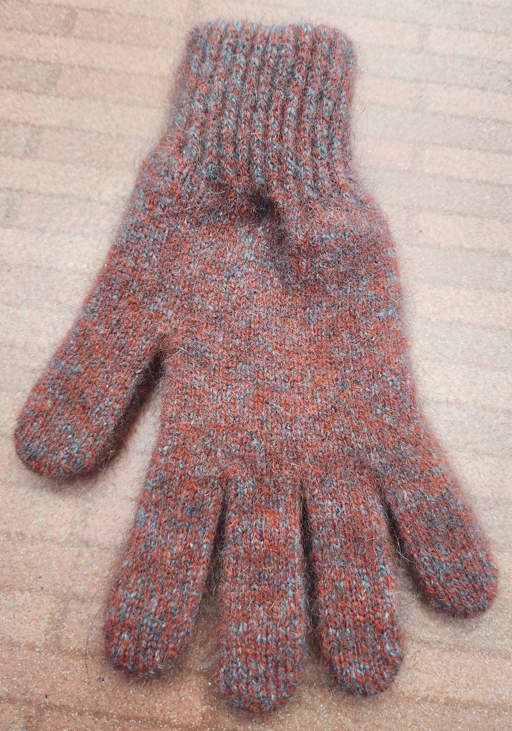 NZ Possum Merino Silk Gloves - Rust Colour - Size Small