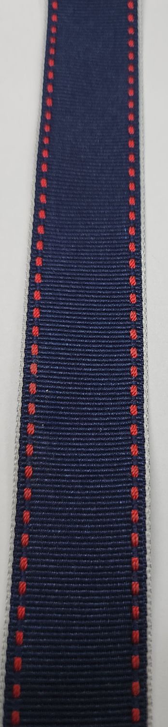 Navy with Red Stitch Grosgrain 25mm Width, Price per metre