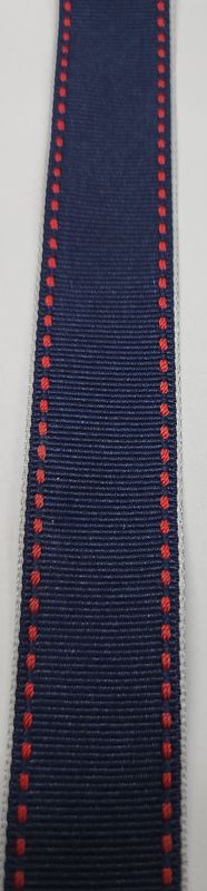 Navy with Red Stitch Grosgrain 25mm Width, Price per metre