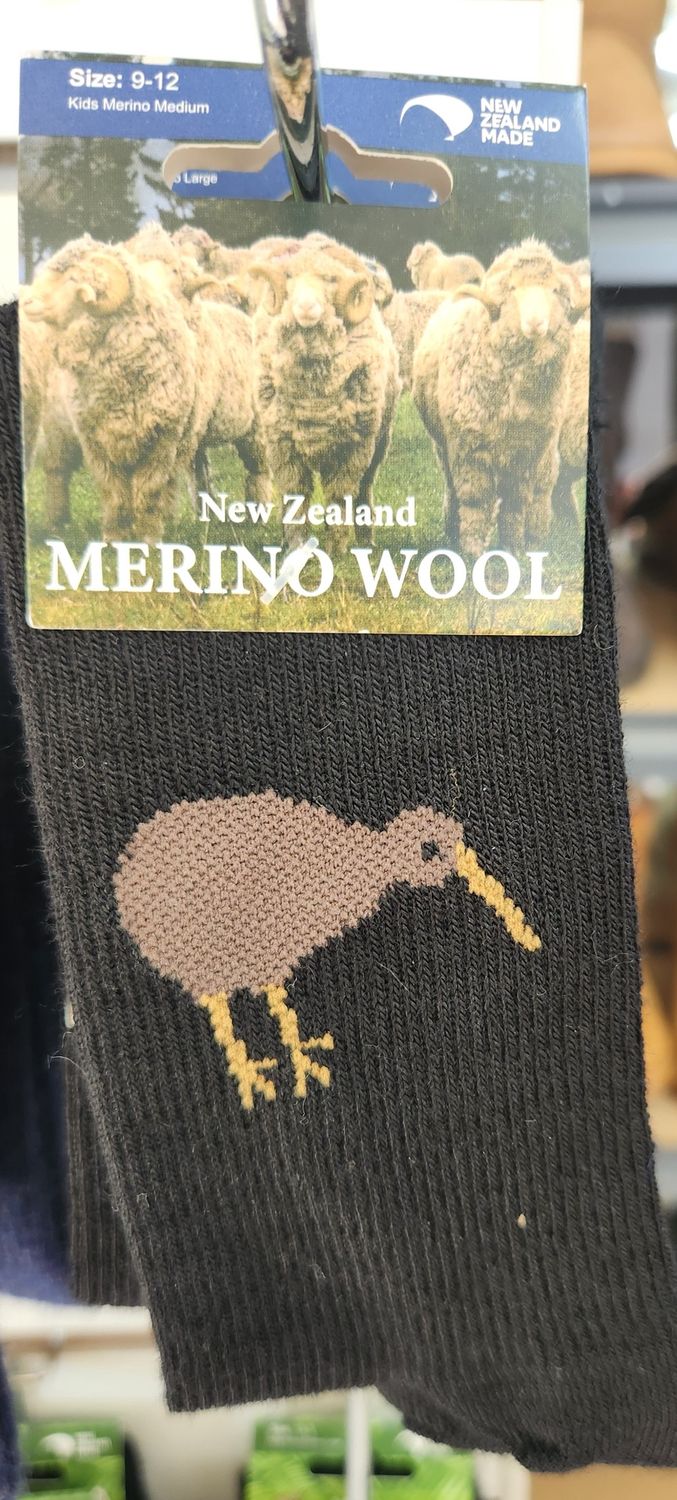 NZ Merino Socks - Kiwi - Childrens Size  9-12