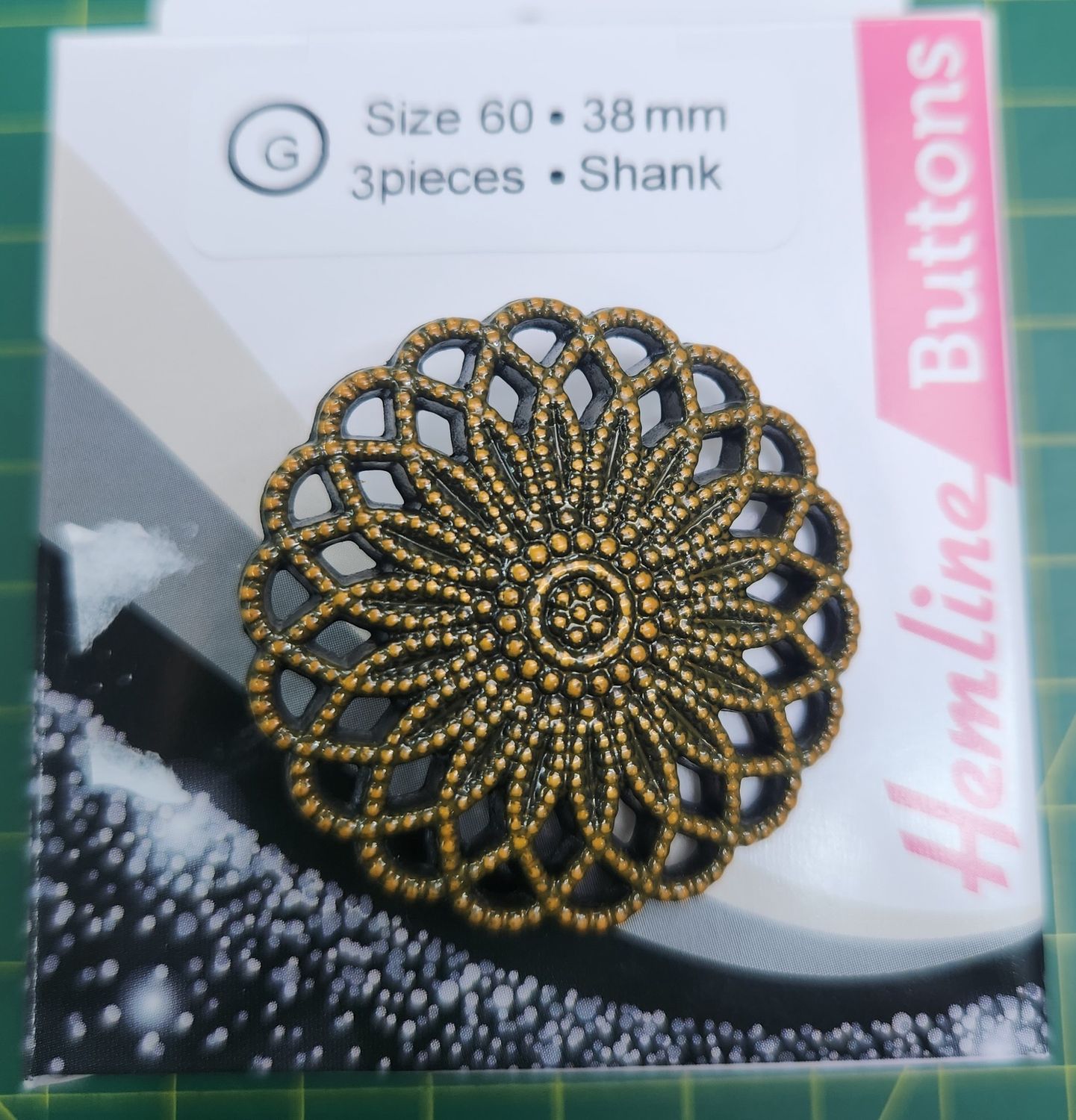 Hemline Size 60 38mm 3 Piece Button Pack
