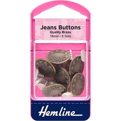 Hemline Jean Buttons x 6 Pack Bronze