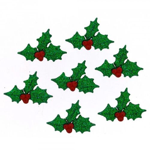 Creative Button Pack - Christmas Glitter Holly