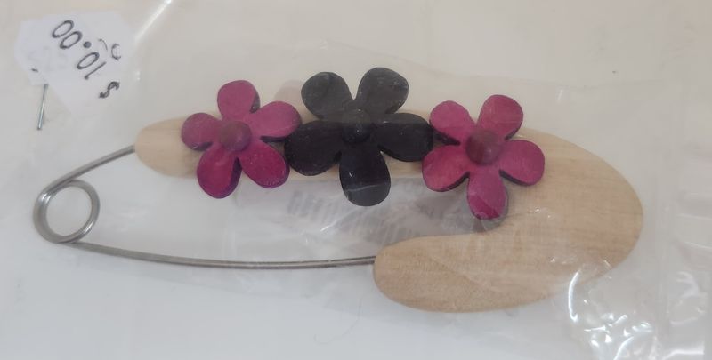 Cardigan / Scarf Pin - Pink Purple Flowers