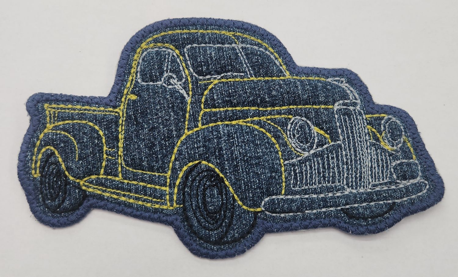 Locally Handmade Yellow Stitch Denim Car Motif