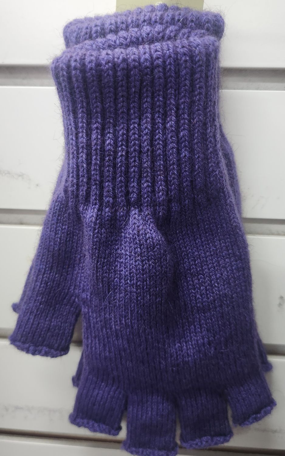 NZ Possum Merino Silk Fingerless Gloves - Large - Purple