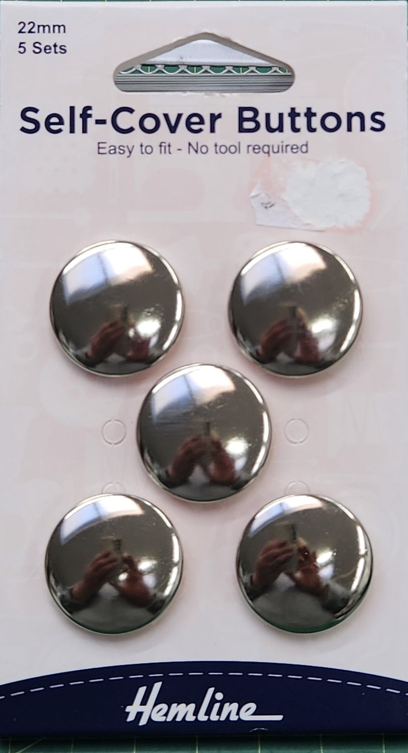 Self Cover Buttons 22mm 5 sets
