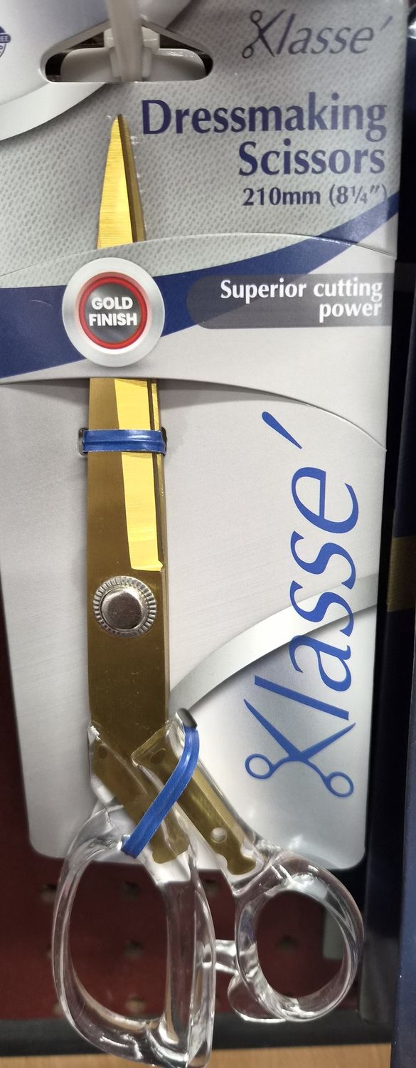 Klasse Dressmaking Scissors Gold Clear Handle 210mm
