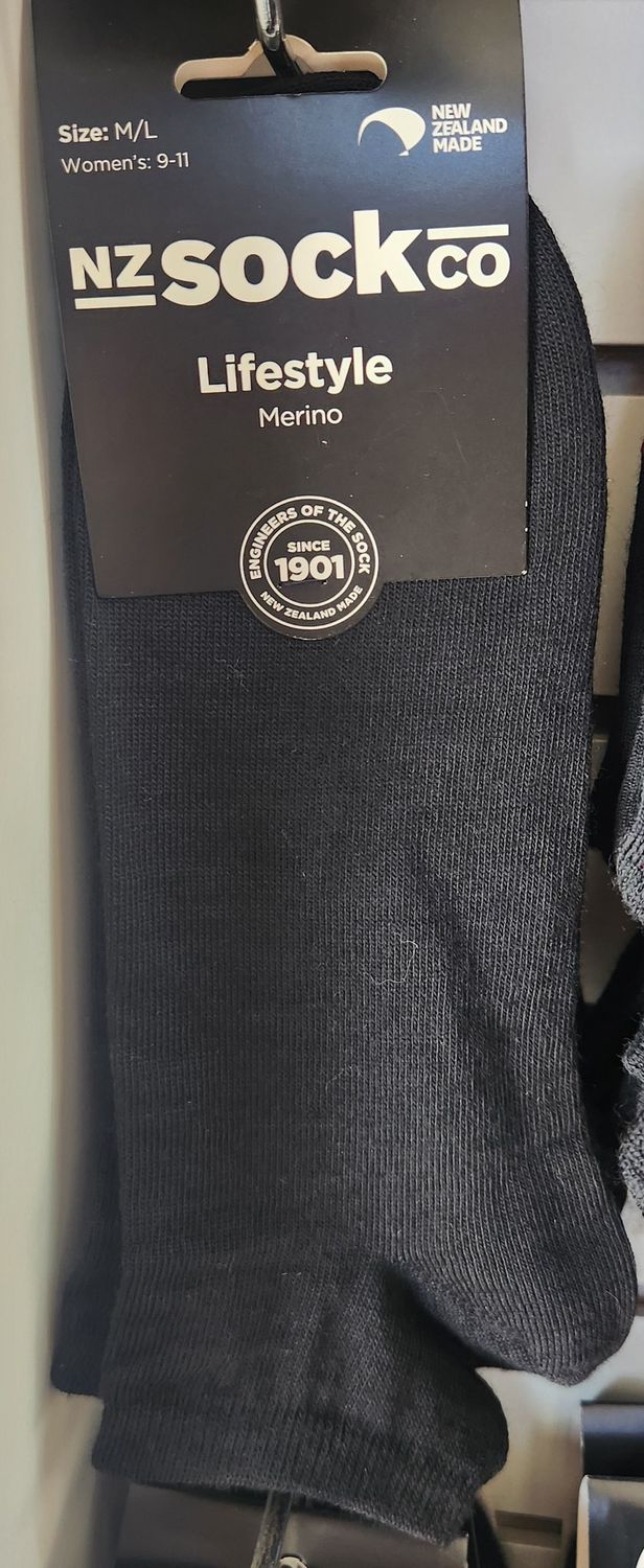 NZ Lifestyle Merino Sock - Colour Black - Size M/L