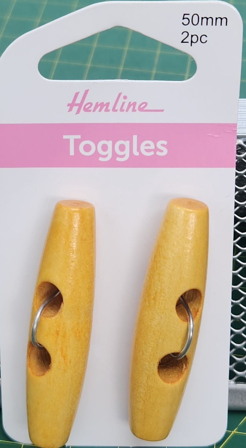 Hemline Sharktooth Toggles 50mm 2 Pack Medium Tone Woodtune