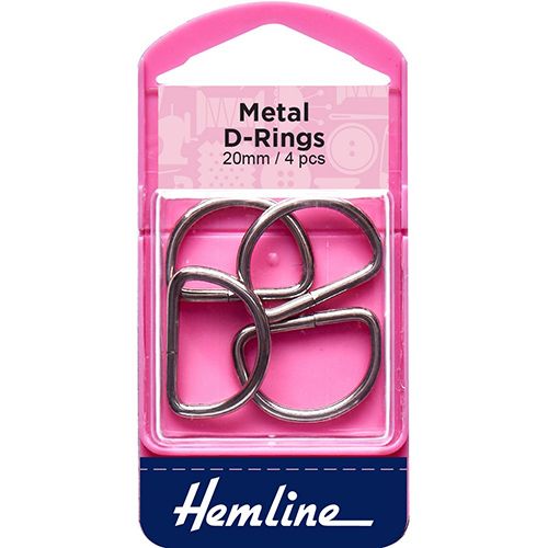 Hemline Metal D-Rings 25mm 4pcs