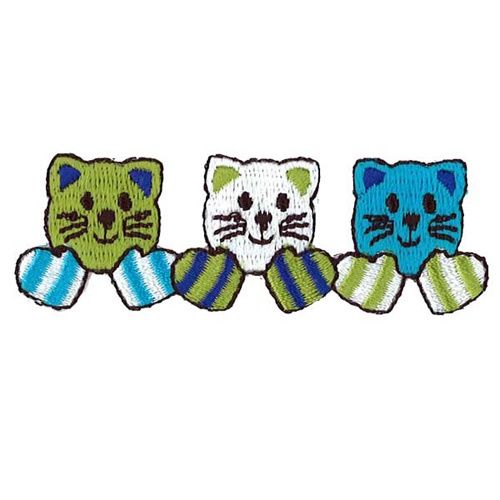 Iron on Motif Blue and Olive Happy Cats