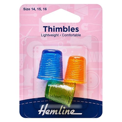 Hemline Colourful Thimbles 3 Pack Size 14, 15 &amp; 16
