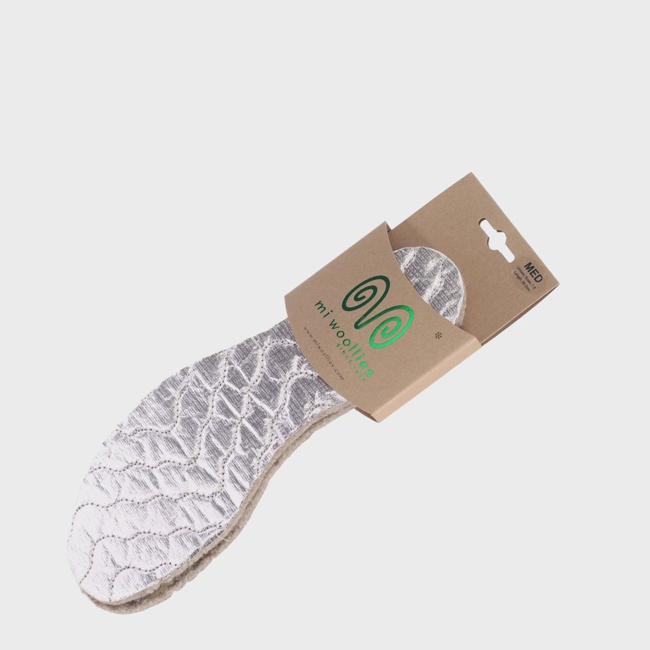 Mi Woollies 100% Pure Needled Wool Insole Thermal Grey Medium