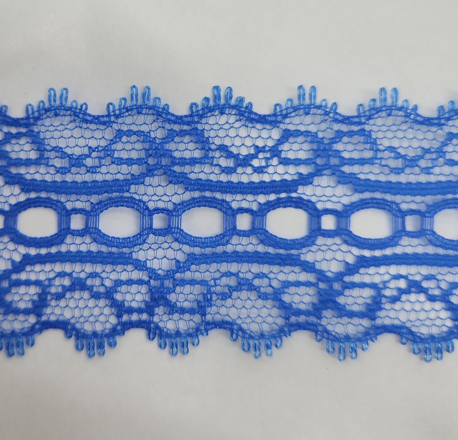 French Blue Nylon Eyelet Lace 35mm Cut Per Metre