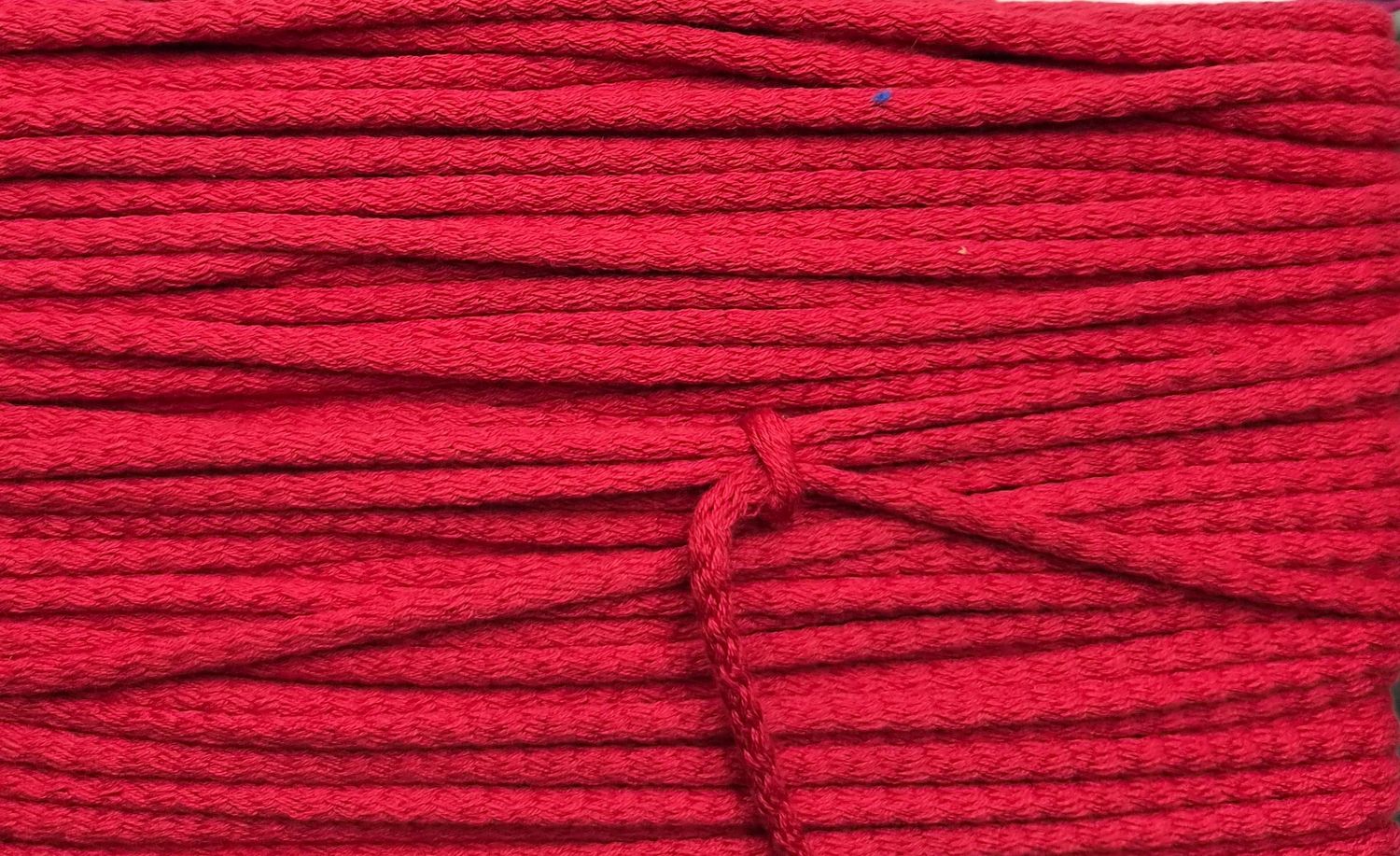 Cotton Cord, Knit Braided 6mm - Red. Priced per Metre