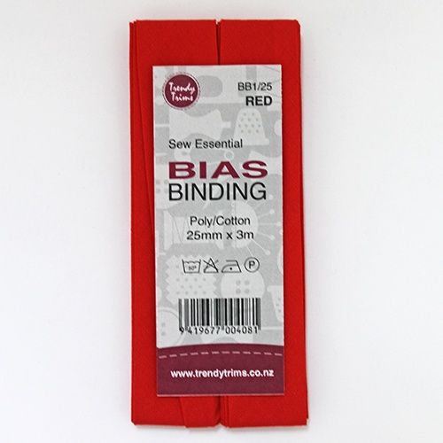 Bias Binding - 25mm x 3m Total - Red