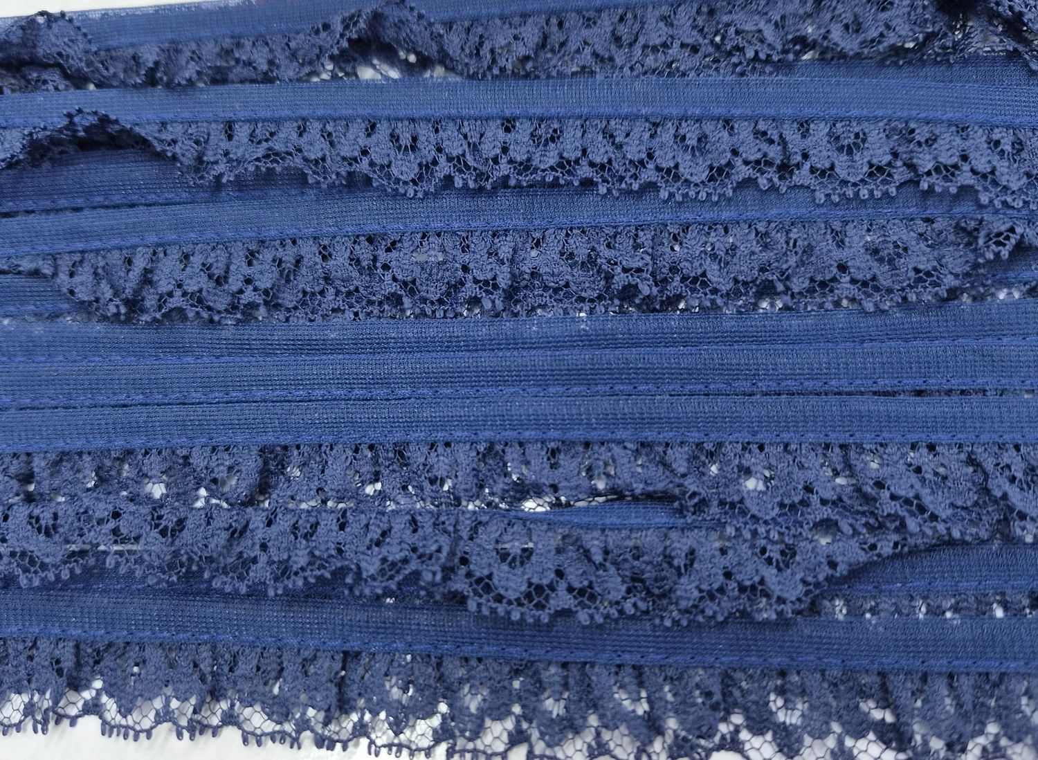 Navy Blue Nylon Frilled Lace 18mm, Price Per Metre