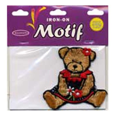 Iron on Motif Bear in Red Dress
