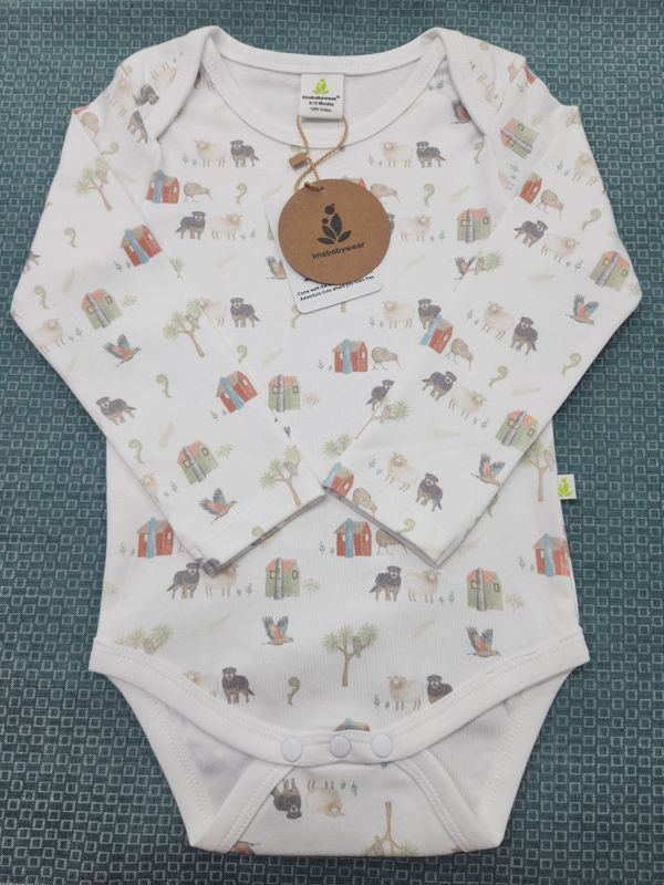 Imababy Long Sleeve Bodysuit - Theme Farm Muster Size 9-12 Months