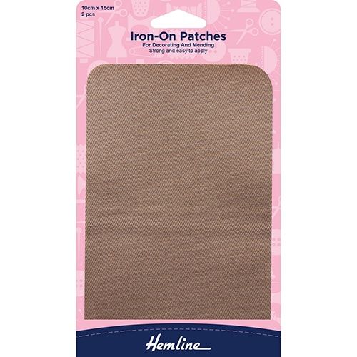 Hemline Iron on Patch 2 Pack - Fawn Colour