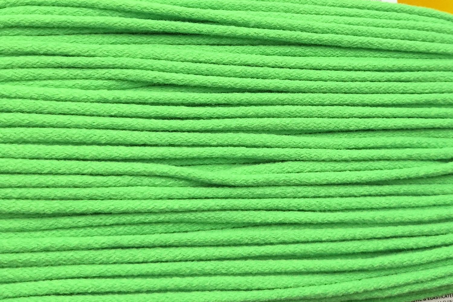 Knit Braided Cotton Cord 6mm, Bright Green - Priced Per Metre