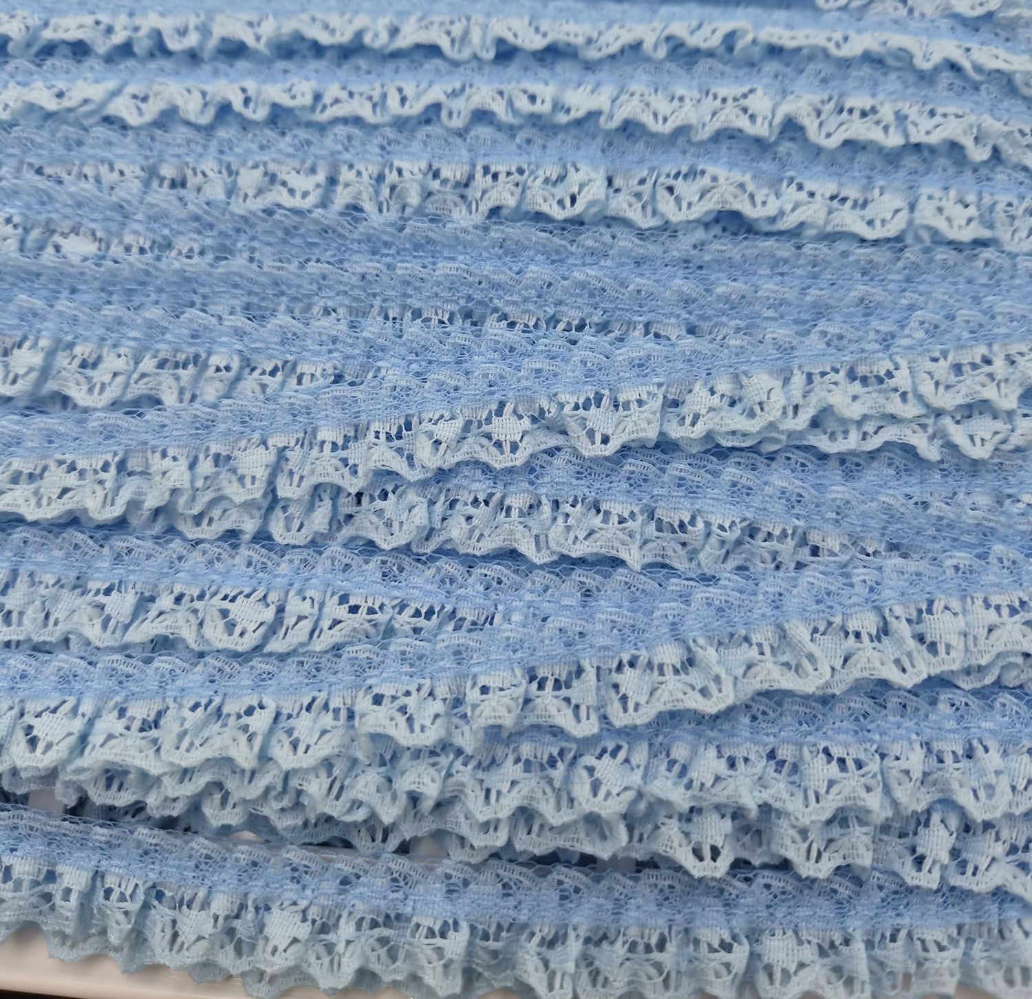 Blue Nylon Frilled Lace 18mm Per Metre