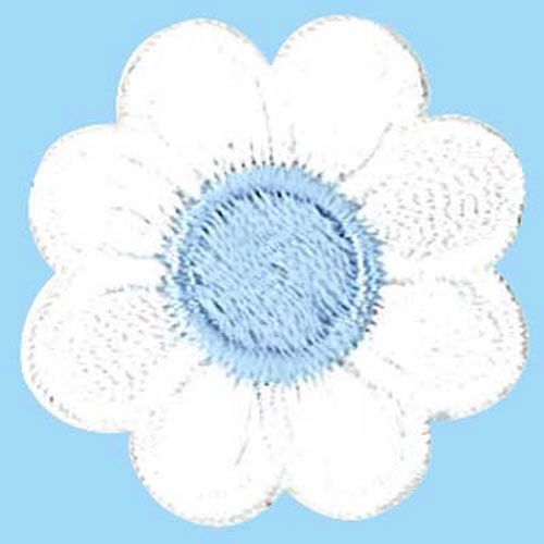 Iron on Motif White Daisy, Blue Centre