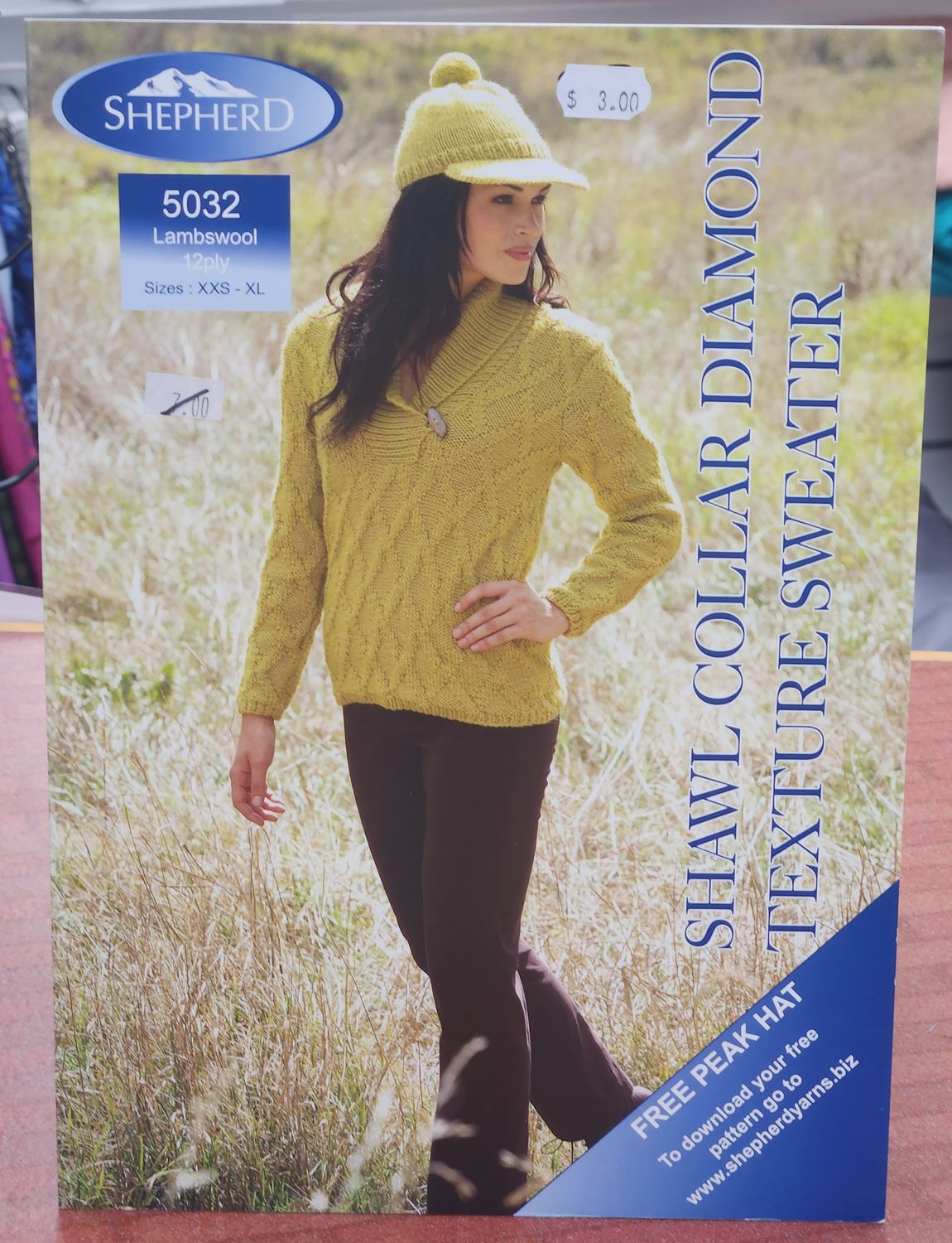 Shepherd Shawl Collar Diamond Texture Sweater 5032