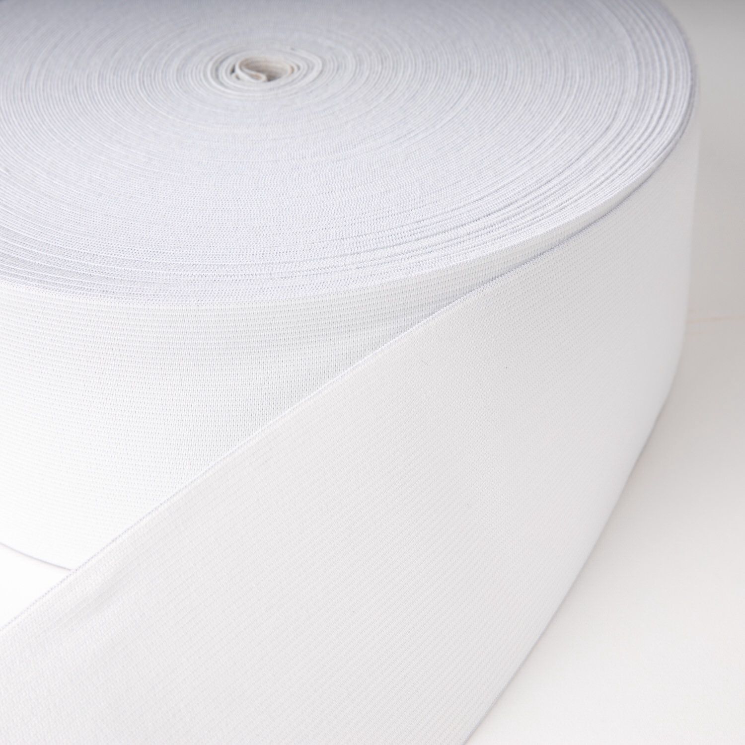 Knitted Elastic WHITE 100mm Wide, Cut Per Metre