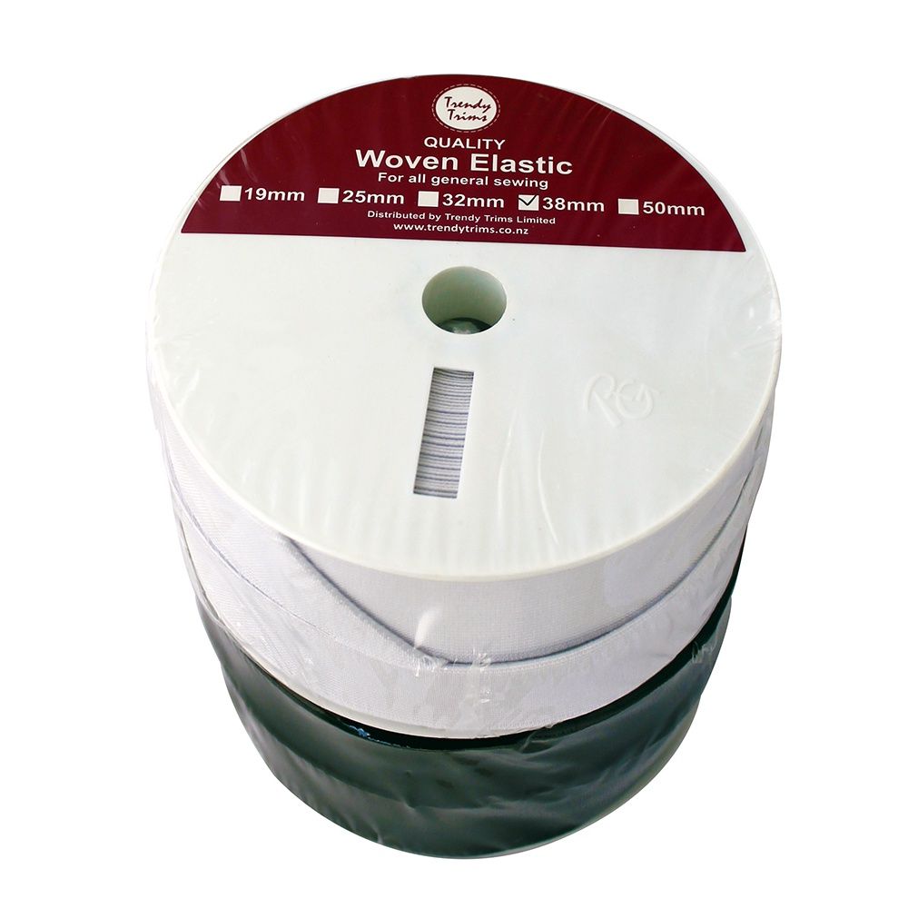 White Woven Elastic EL13014 50mm Per Metre