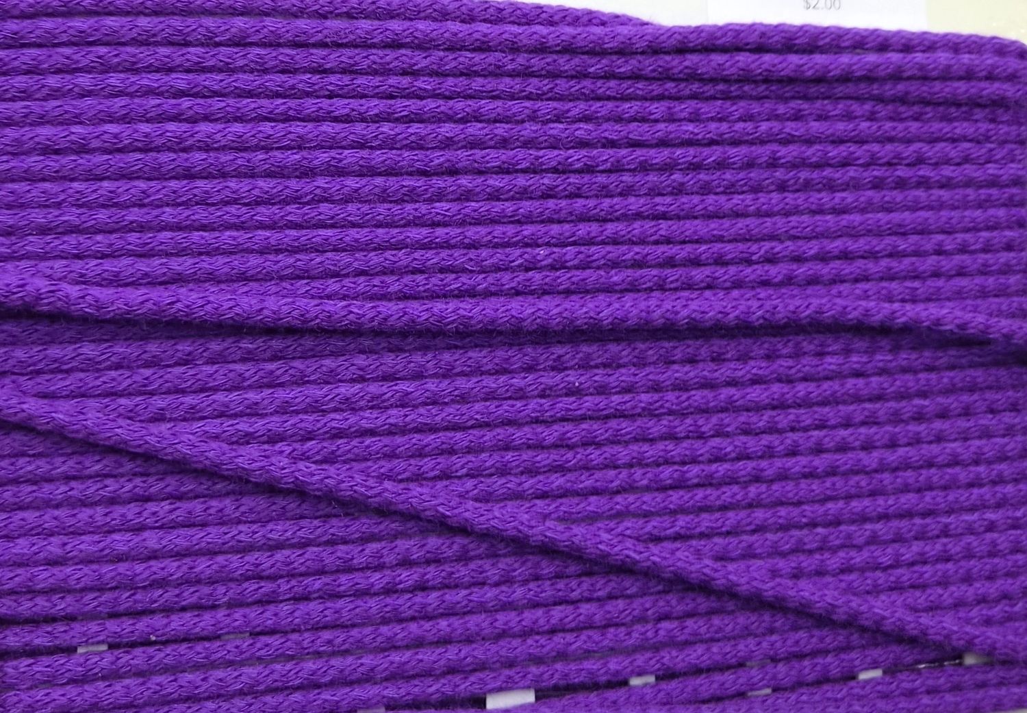 Bright Purple Cotton Cord Knit Braided 6mm, Priced Per Metre