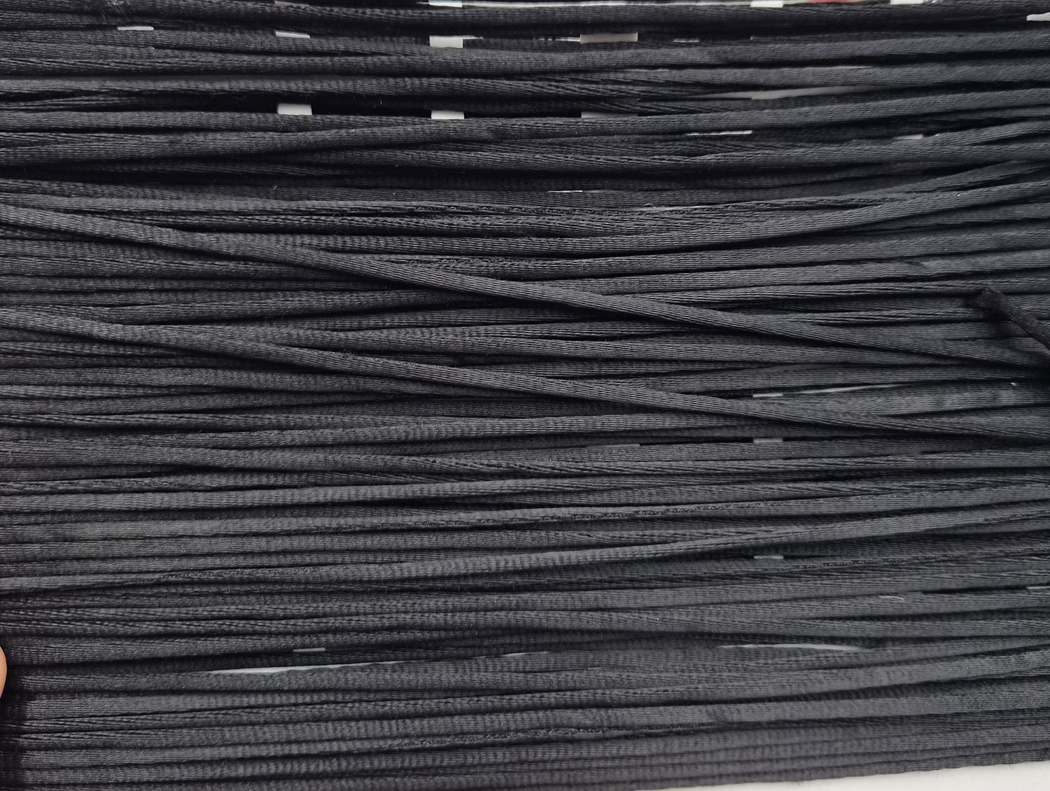 Black Satin Cord Flat,  Viscose, Priced Per Metre