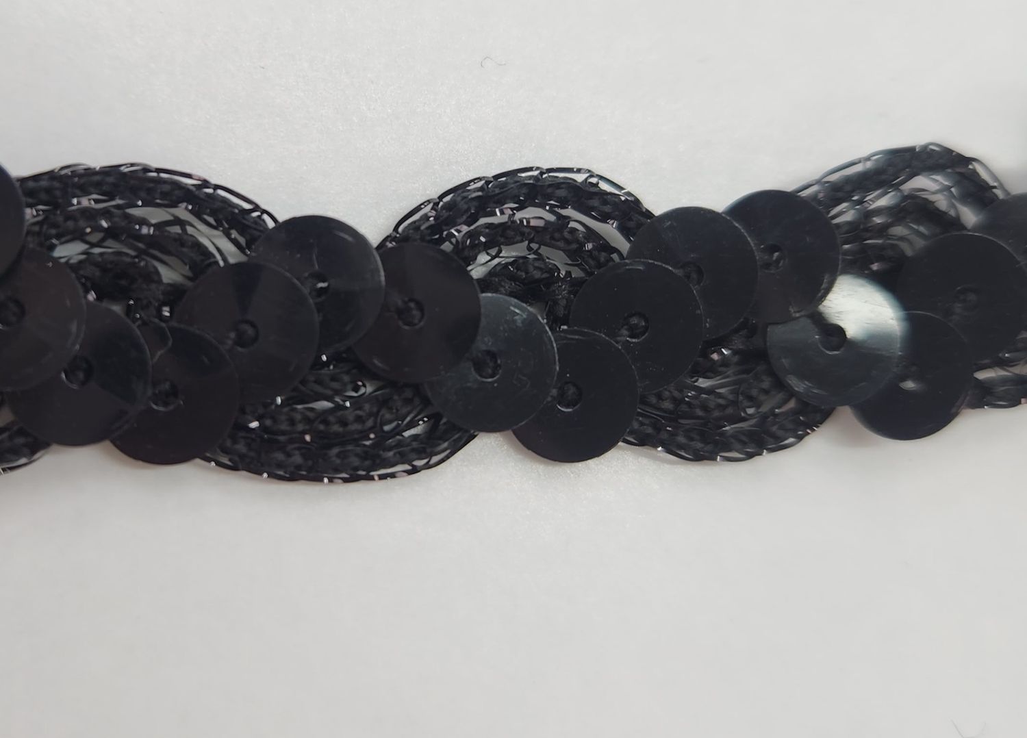 Black Sequin Trim 10mm Cut Per Metre