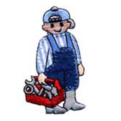 Iron on Motif Man with Red Toolbox