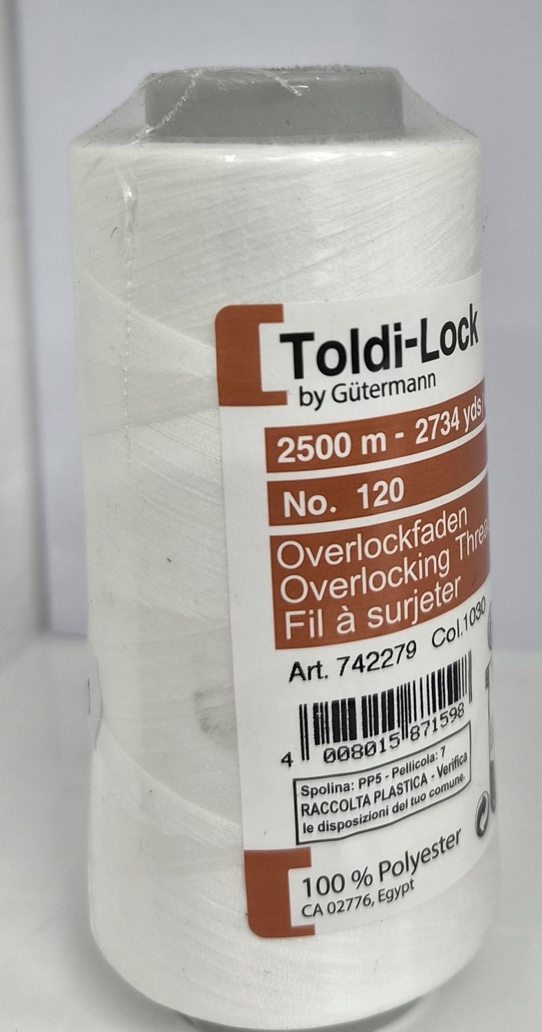 Toldi-Lock by Gutermann Overlocking Cotton 2500mtrs Colour 1030 White