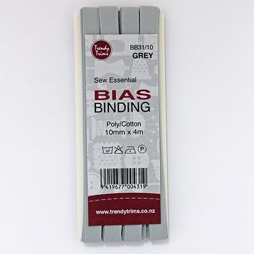Bias Binding 10mm Width x 4m Total - Colour Grey