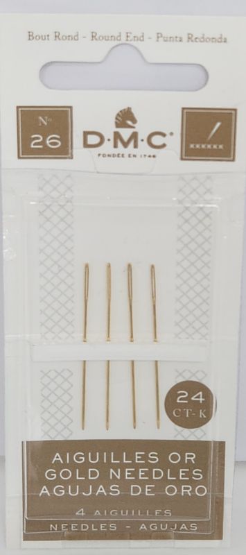 DMC 6 Gold Cross Stitch Needles Size 26