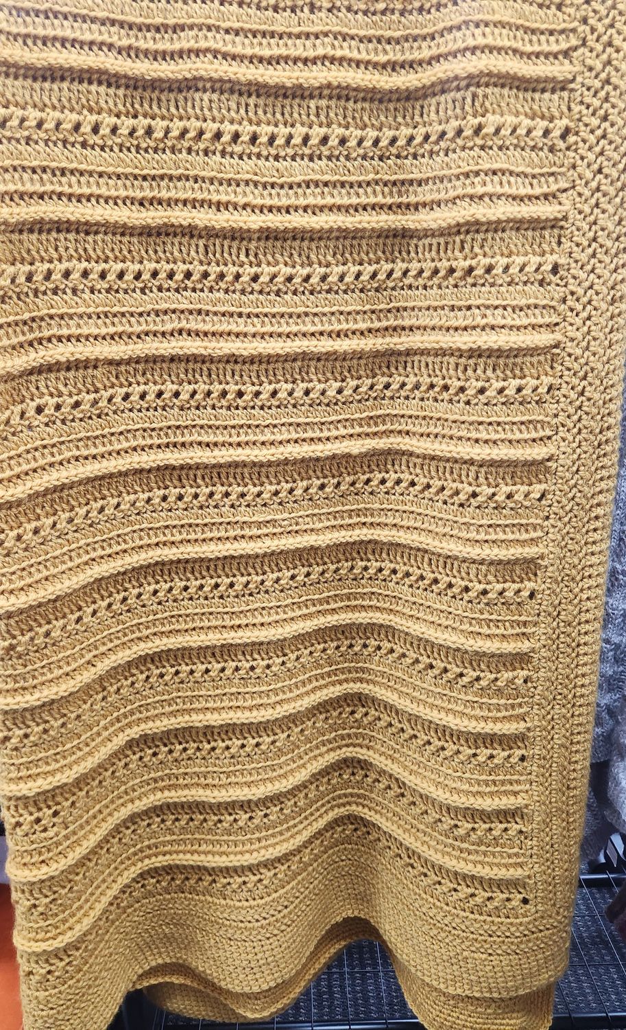 Stunning Handmade 100% Wool Crocheted Blanket - Woolly Colour  Mustard