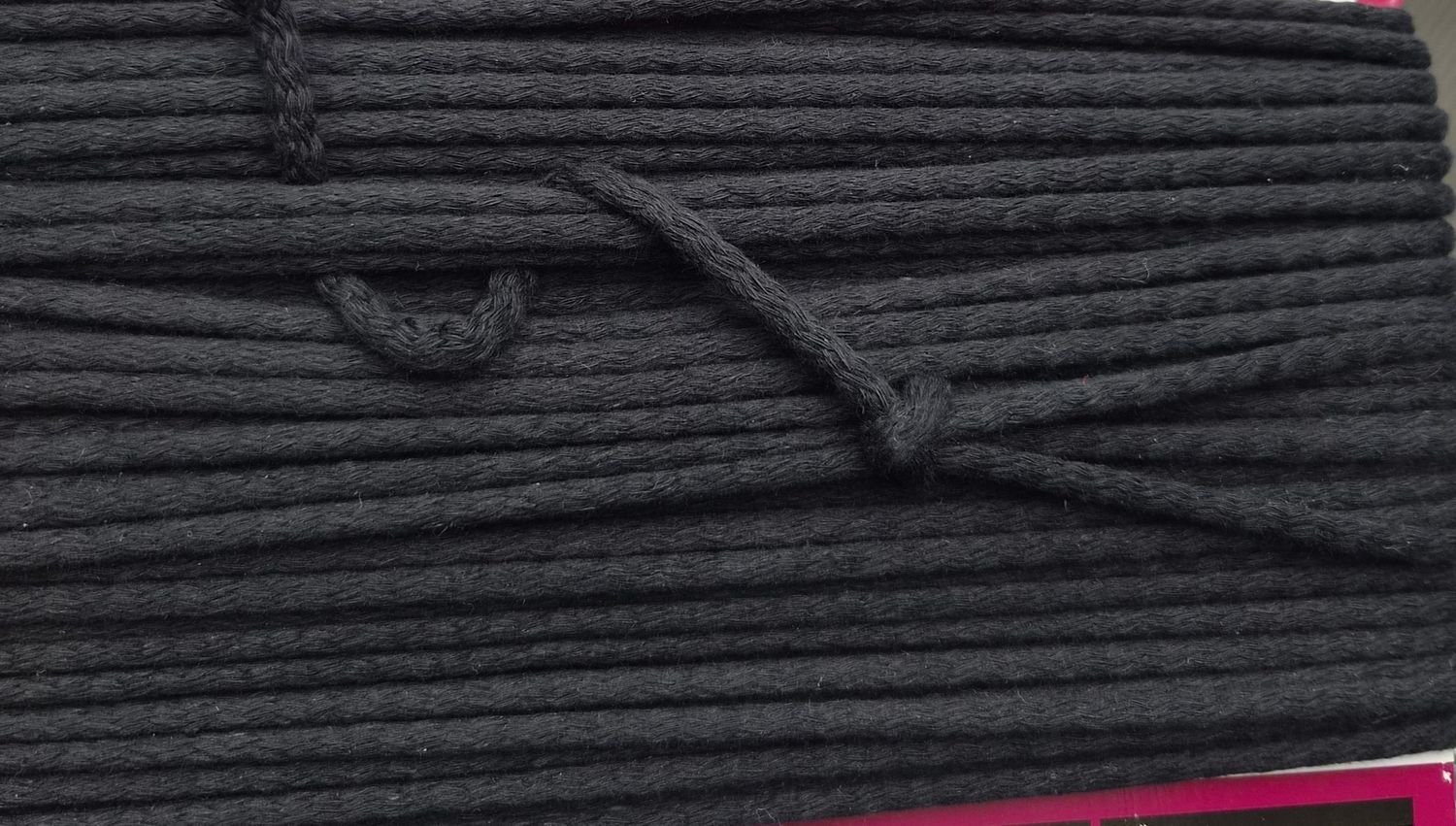 Black Cotton Cord Knit 6mm Braided  Per Metre