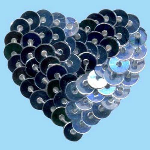 Iron on Motif Sequin Silver Heart