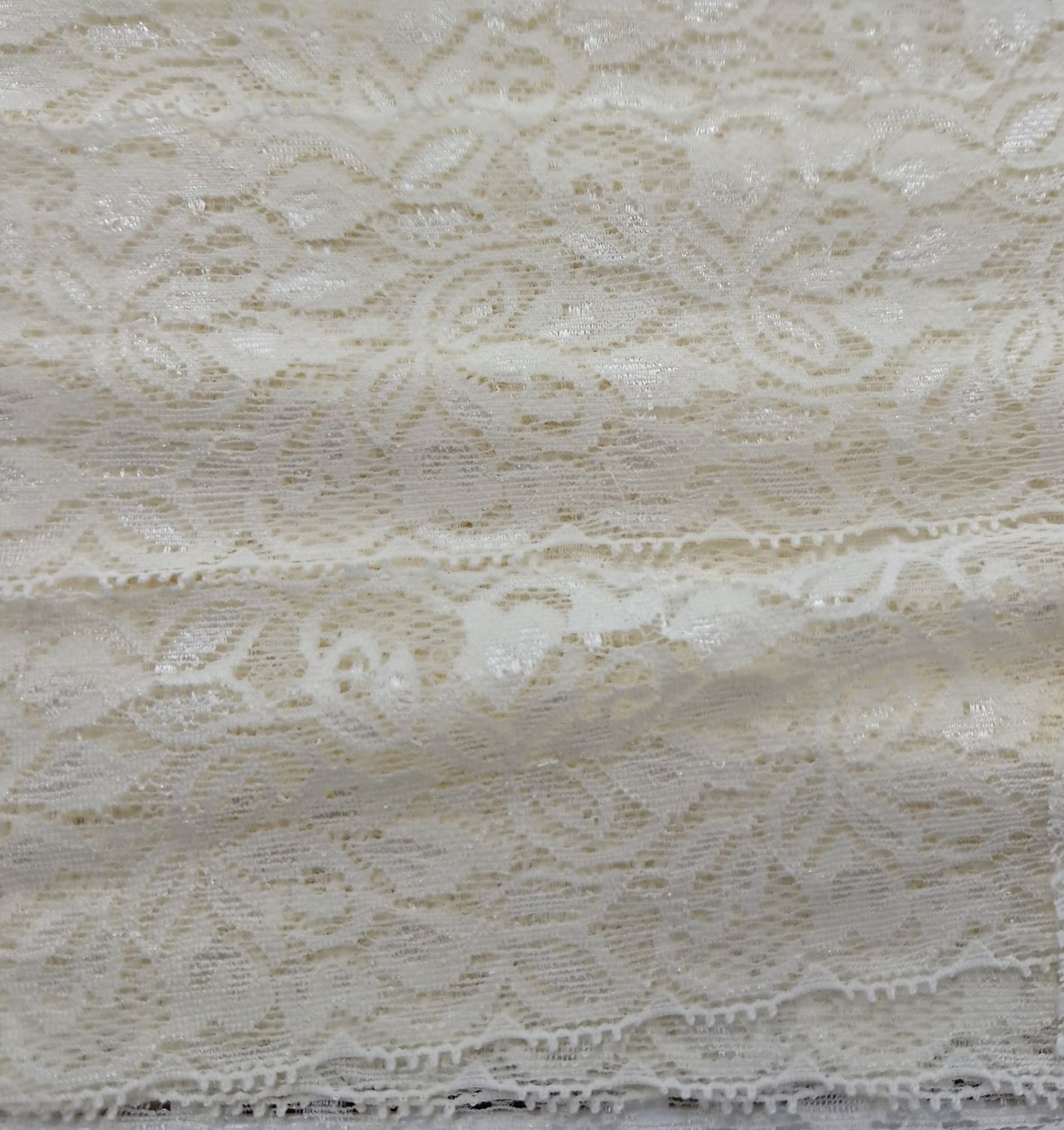 Creamy Lemon Stretch Lace 65mm, Price Per Metre